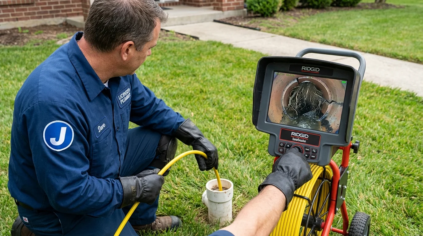 Sewer camera inspection being performed by Johns Plumbing LLC in Desert Hot Springs