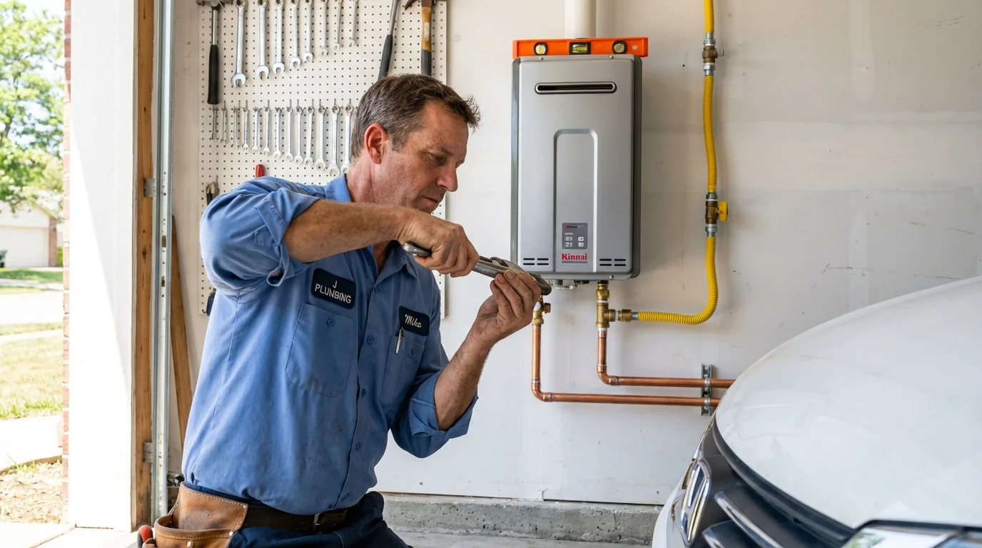 Tankless water heater installation by a Johns Plumbing LLC plumber in Desert Hot Springs